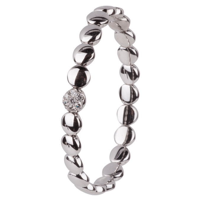 Armband witgoud flexibele schakels- Dewdrops Collectie